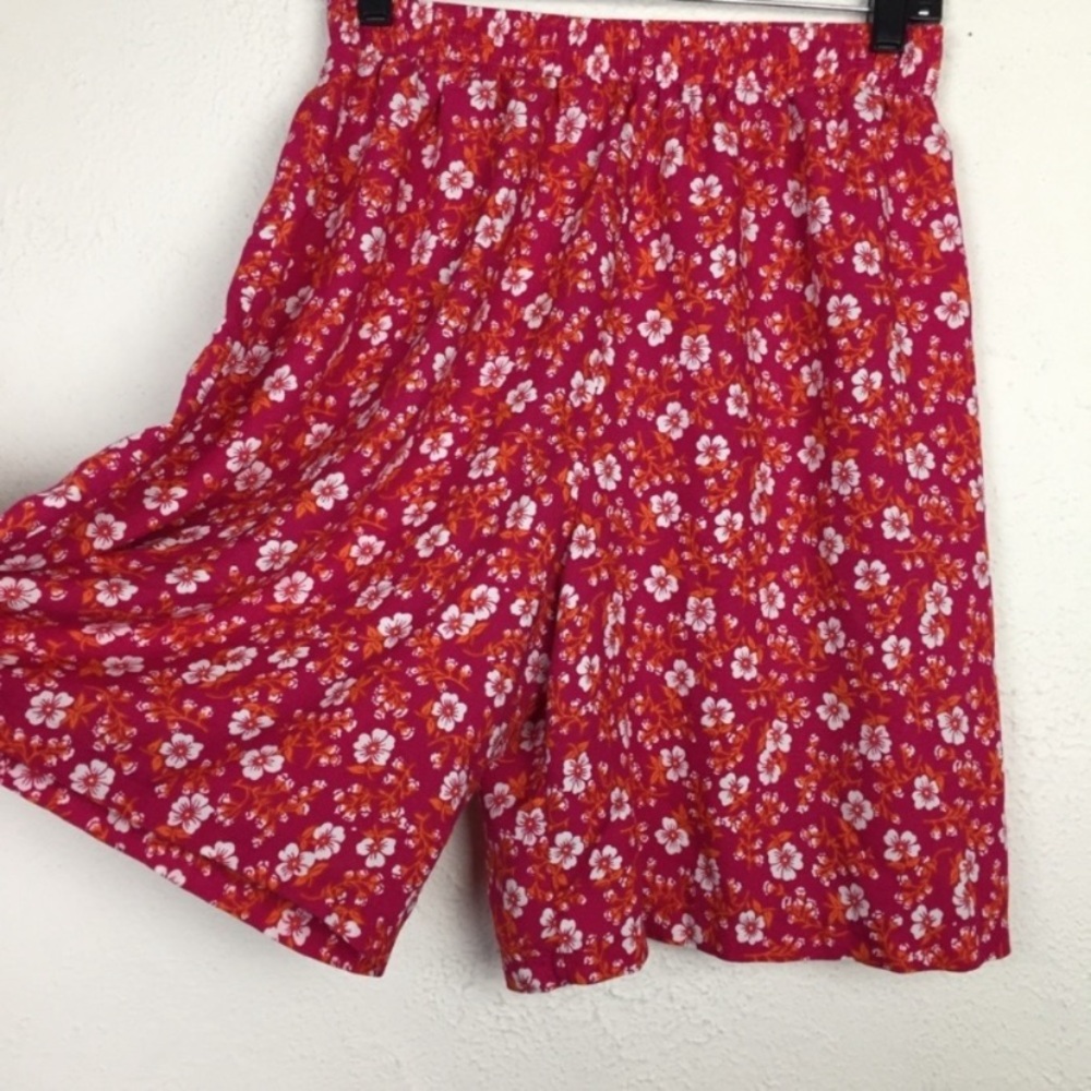 Vintage Hawaiian floral print high rise shorts size large retro baggy - Picture 4 of 7
